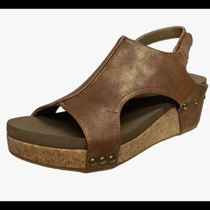 Corkys Women's Volta Wedge Sandal (Brown, 9)